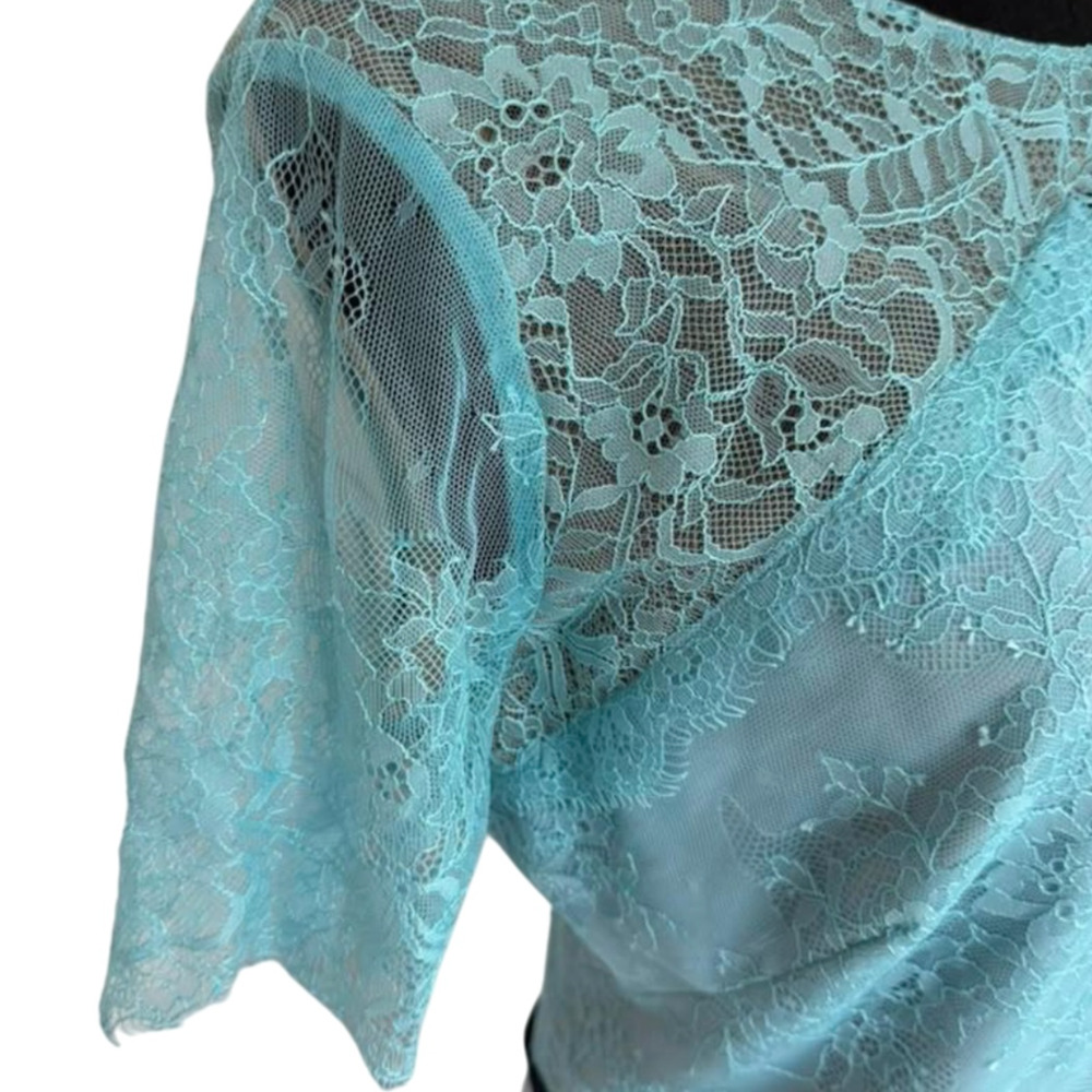Marchesa Notte Blue Lace & Floral Sequin Embellished Midi Sheath Dress 18 NWT - Picture 10 of 16